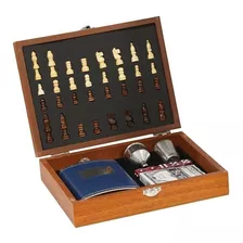 Set Ajedrez Madera + Whiskera 8oz + Copa + Cartas