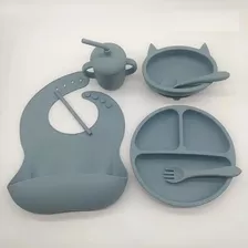 Set Vajilla Kit De Alimentación Para Bebe En Silicona Babero