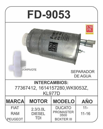 Filtro Diesel Ducato 2.3/3.0l Tdi 2011-77367412, 1614157280 Foto 2