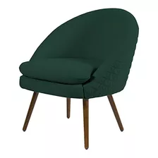 Poltrona Decorativa Pés Palito Rafa C-117 Linho Tressê Verde