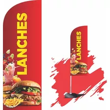 Wind Banner Dupla Face 3mt Completo - Personalizada Lanches
