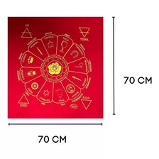 Toalha Tecido Jogo De Cartas Cigana 70 X 70 Cm Vermelha