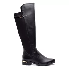 Bota Feminina Bebecê Montaria Com Detalhe Dourado Preto