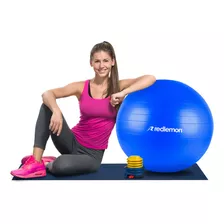 Pelota De Yoga Pilates Extra Grande 65 Cm Con Bomba Redlemon Color Azul