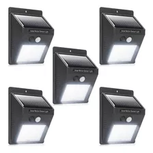 Kit 5 Luminaria Solar Luz Led Com Sensor Presença Automático