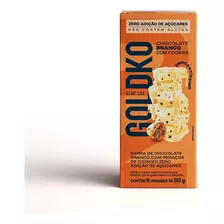 Barras Chocolate Branco Cookies 0% Açúcar Disp 8x80g Goldko