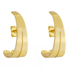 Brinco Ear Hook Duplo Liso Banhado A Ouro