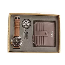 Set Reloj Hombre Yasole 3atm. Cartera Tarjetero Llavero Rin