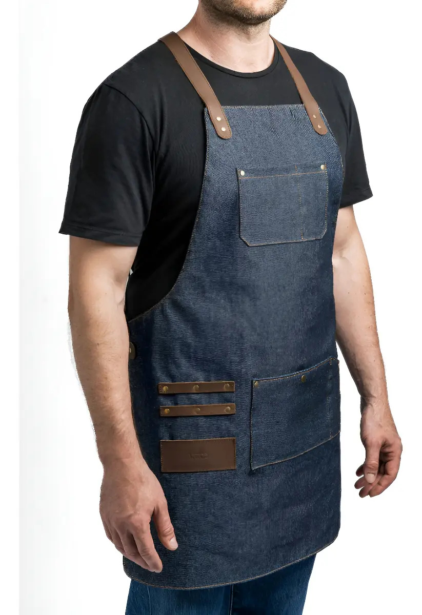 Delantal Jean Denim Barberia  Peluqueria  Personalizado M. P