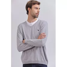 Sweater Cuello V Gris Melange. Hombre. Bravo J. Talle S-3xl