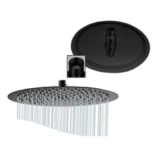 Flor Ducha Lluvia Pared Techo Metal Negra Baño Redonda 15 Cm