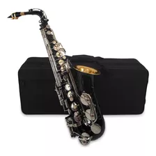 Saxofón Alto Negro, Cuerpo De Latón, Teclas De Carcasa Blanc