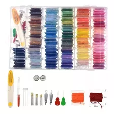 Kit 100 Hilos De Bordar Con Caja Organizadora Y Accesorios