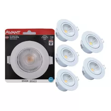 Kit 5 Spot Led Emb Redondo 5w 3000k 4000k 65000k Avant Cor Da Luz Branco-frio