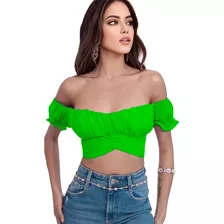 Blusa Crop Top Campesina De Hombros Descubiertos Para Dama