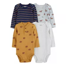 Carters Y Otras Marcas Pañaleros Set 4 Pza Manga Larga Niño 