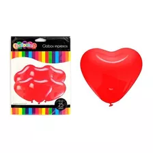 Set 25 Globos Lisos Corazones Rojos