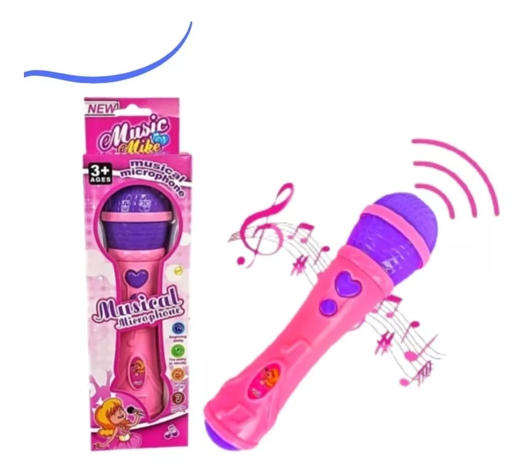 Microfone Infantil Sai Voz Toca Musica Brinquedo Musical 