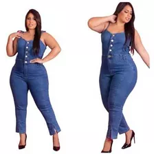 Macacão Pentecoste Jeans Feminino Plus Size Com Laycra 