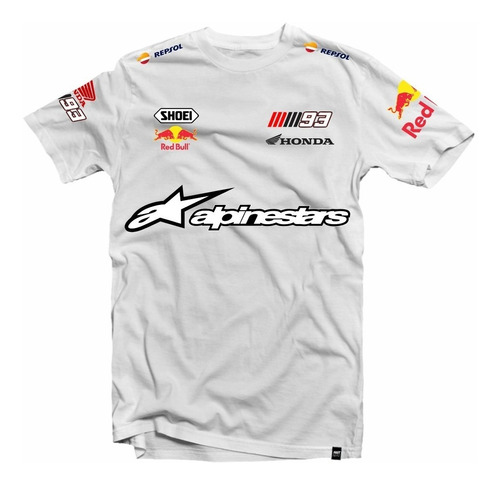 Camiseta/camisa Marc Maquez Branca Moto Gp/piloto Marquez 