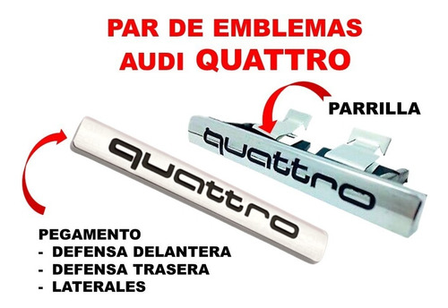 Par De Emblemas Audi Quattro Audi A8/s8 1997-2023 Crom/negro Foto 2