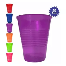 Vaso Neón Desechable Marca Primo 40 Piezas - Pineon1 - Color Morado Neón