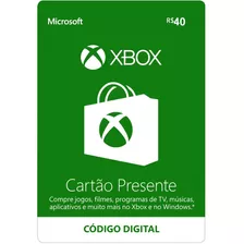 Cartão Presente Xbox Gift Card Microsoft Brasil R$ 40 Reais