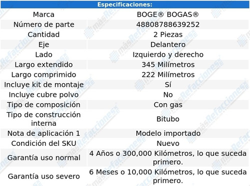 Kit 2 Amortiguadores Del Boge B1600 L4 1.6l 72 Al 74 Foto 2