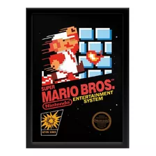 Quadro Retrogame Capa Super Mario Bros Nes 33x45 Cm