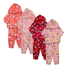 Kit 4 Conjuntos Inverno Soft Infantil Roupa Bebê Frio Menina