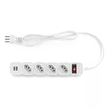 Protetor Elétrico Com 4 Tomadas E 2 Portas Usb Epe 204 Usb Branco Intelbras 110v/220v