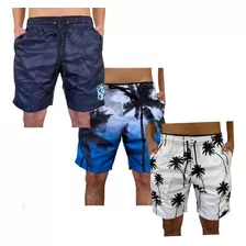 Kit 3 Shorts Masculino De Praia Bermuda Seca Rápido Top 