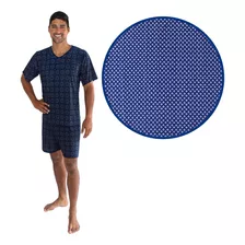 Pijama Meia Manga Curta Short Malha Fria Liganete Masculino