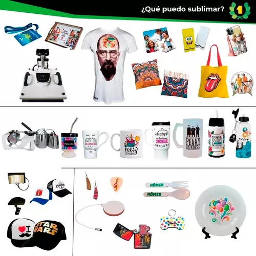 Maquina Estampar Sublimar 8en1 38x38+ Epson A4 + Tinta Papel Para Sublimar  Estampar Remeras Tazas Gorras