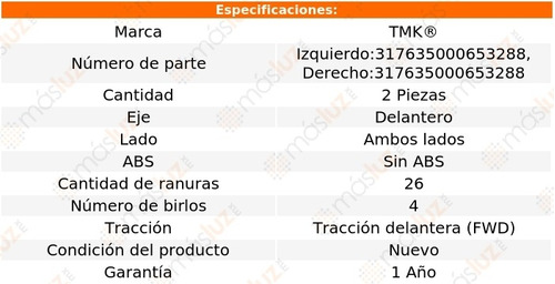 2- Mazas Delanteras Sin Abs Escort 4 Cil 1.9l 1994/1996 Tmk Foto 2