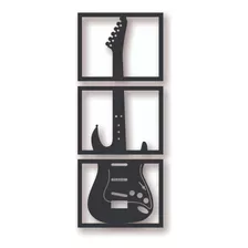 Cuadro Artesanal Triptico Guitarra Musica Calado Mdf 61x25cm