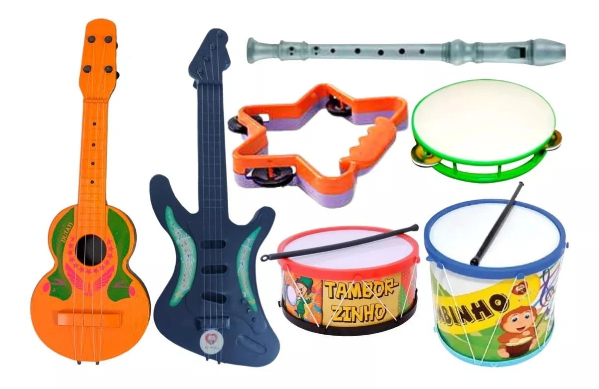 Kit Musical Educativo Tambor Infantil Brinquedo Instrumentos