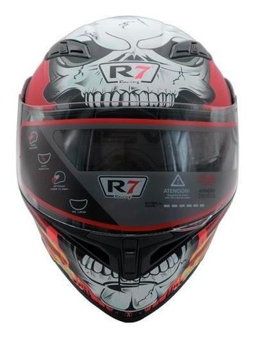 Casco Abatible R7 Unscarred Ghost Rider Amar/mate Moteros Foto 2