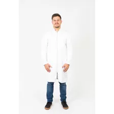 Jaleco Masculino Zíper Sumaia Manga Longa Gabardine Branco