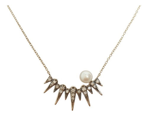 Colar Hstern Pérolas Do Genesis Ouro Nobre 18k Diamantes Cinza