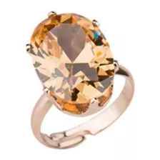 Anillo Ajustable Cristal Champagne Mujer + Bolsa Regalo Joya