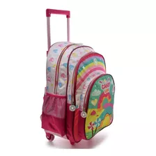 Mochila Carro Candy Brillos 18 Grande Reforzada Phi Phi Color Lila Y Fucsia Diseño De La Tela Liso