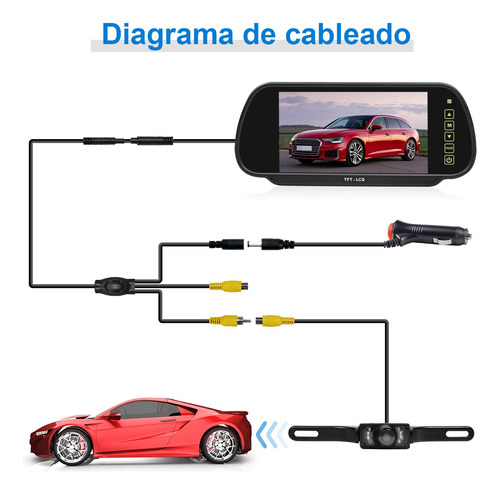 Coche Espejo Retrovisor Trasera Camara Reversa 7 Pulgadas Foto 4