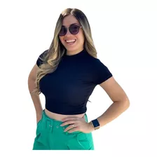 Cropped Blusinha Feminina Malha Canelado Moda Gringa