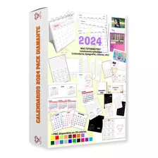 Kit Imprimible Calendarios 2024 Almanaque Mega Pack Editable
