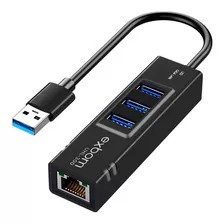 Hub Usb 3 Portas 3.0 + Porta Rj45 Ethernet Giga