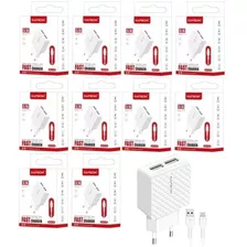 Kit 10 Carregadores Celular Kapbom 5.1a Atacado 2 Usb Ios Cor Branco