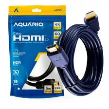 Cabo Hdmi Premium Gold 4k 3d 5 Metros Full Hd Blindado