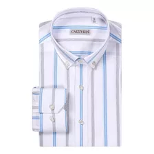 Camisa Masculina Casual De Manga Comprida Listrada Vertical