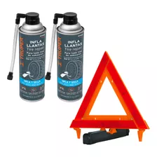 Kit Auto 2 Inflallantas 12 Oz + Triángulo De Seguridad De 44